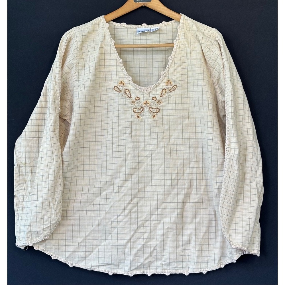 Carolina Colours Plus Tunic Top Embroidered Cotton Womens 16W Yellow